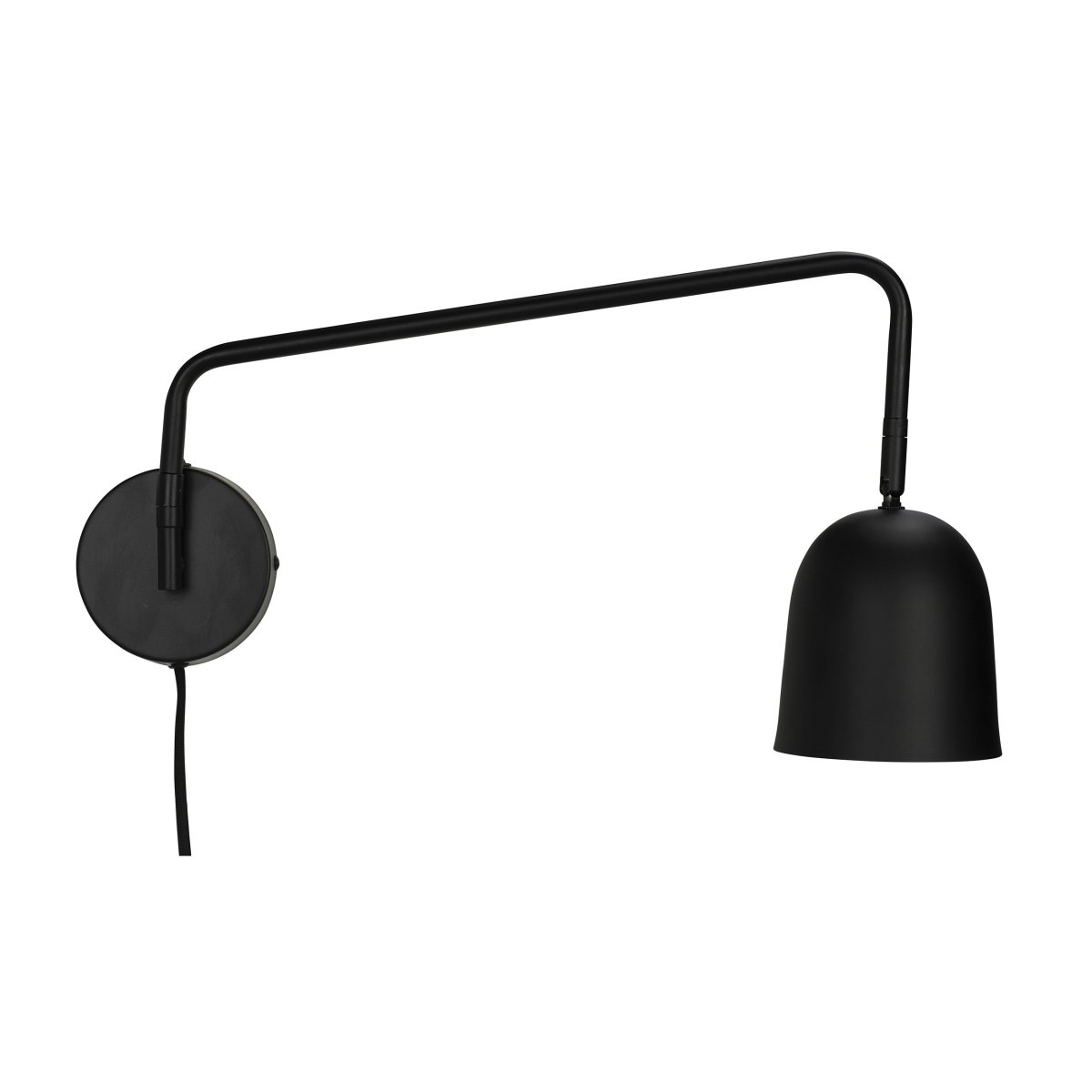Manchester 45cm Schwarz wandlampe Von Dyberg Larsen - Der Arm der Lampe schwingt von einer Seite zur anderen und erstreckt sich 45 cm von der Wand bis zum entferntesten Punkt des Schirms.