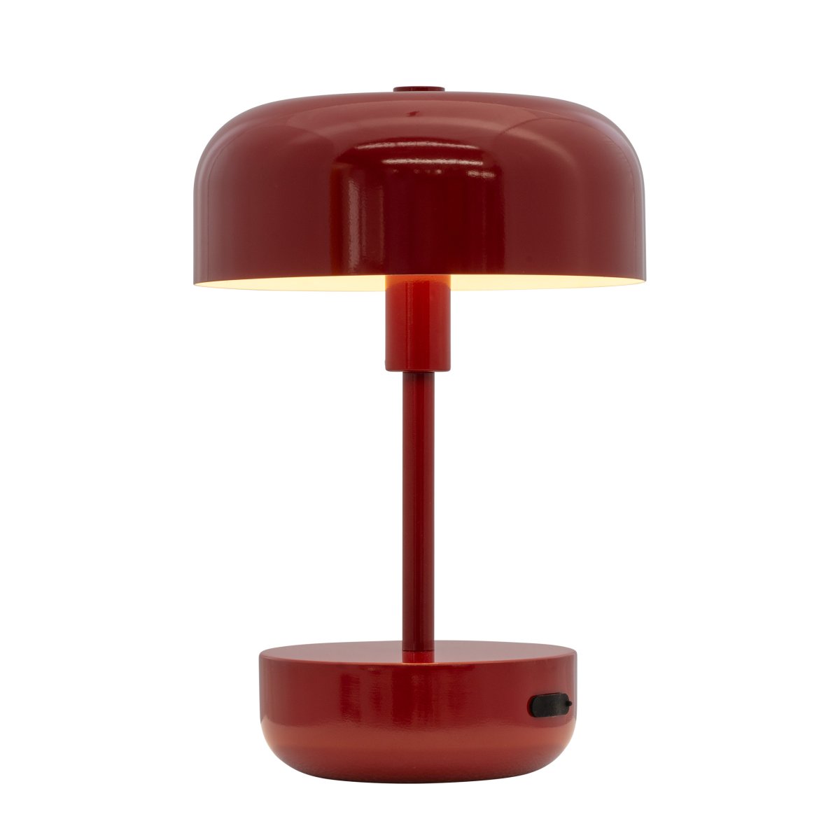 Haipot 25cm Dunkelrot tragbare Von Dyberg Larsen - Die Haipot LED-Tischleuchte in Dunkelgrau, entworfen von Frank Kerdil für Dyberg Larsen, kombiniert Retro- und modernen Stil.