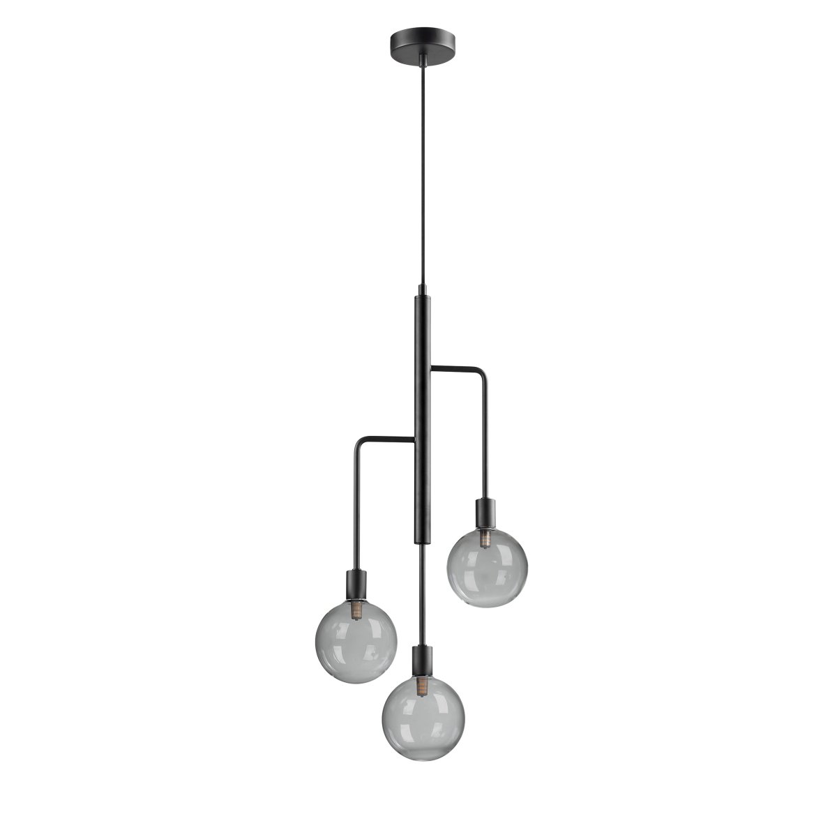 Chester 32cm Schwarz hängelampe Von Dyberg Larsen - Chester-Deckenleuchte mit drei Armen und Rauchglas.