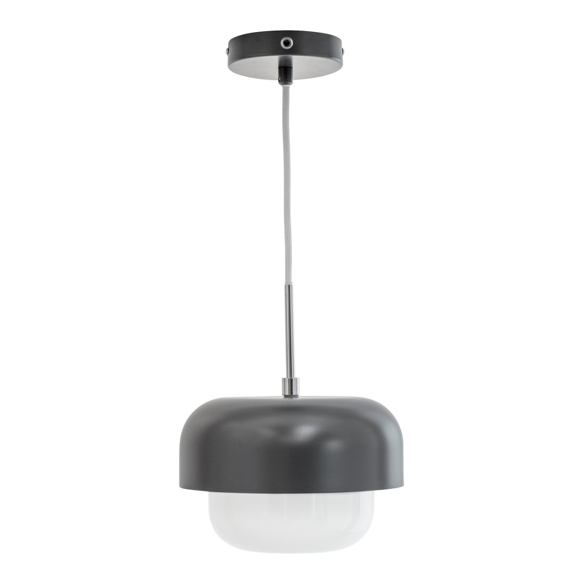 Haipot Ø23 Dunkelgrau hängelampe Von Dyberg Larsen - Die Haipot-Lampe hat einen eleganten Lampenschirm aus Opalglas und einen gedämpften grauen Farbton.