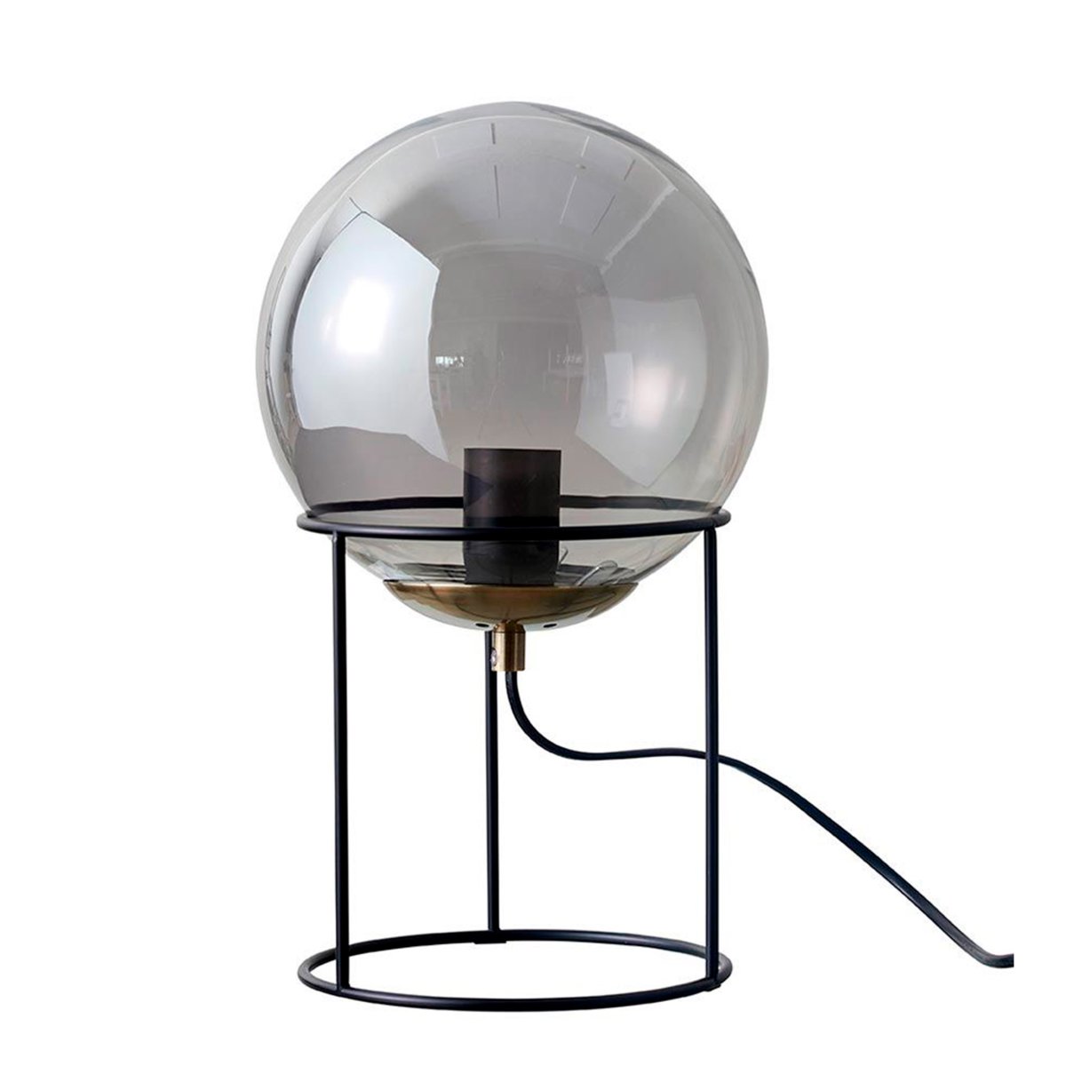 Moon 35cm Schwarz tischlampe Von Dyberg Larsen - Diese Rauchglasvariante erzeugt ein sanftes, gedämpftes Licht, das dem Raum eine angenehme Atmosphäre verleiht.