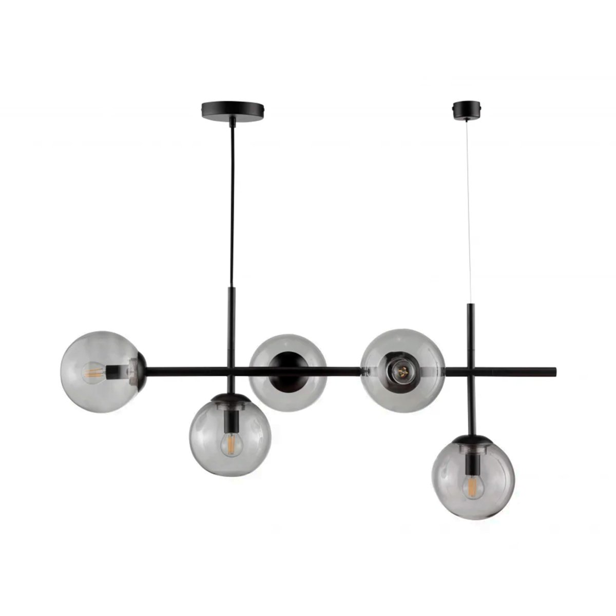 Como 93cm Schwarz hängelampe Von Dyberg Larsen - Como ist eine elegante Pendelleuchte mit langen Armen und fünf Lampenschirmen.