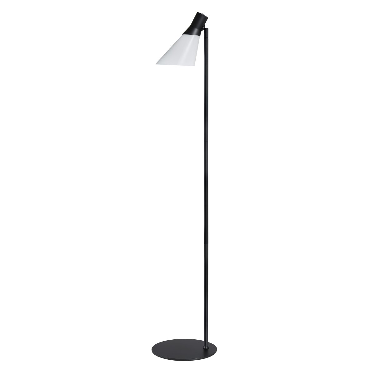 Gent Schwarz stehlampe Von Dyberg Larsen - Gent ist eine moderne und stilvolle Stehleuchte mit einem Lampenschirm aus Opalglas kombiniert mit schwarzem Metall.
