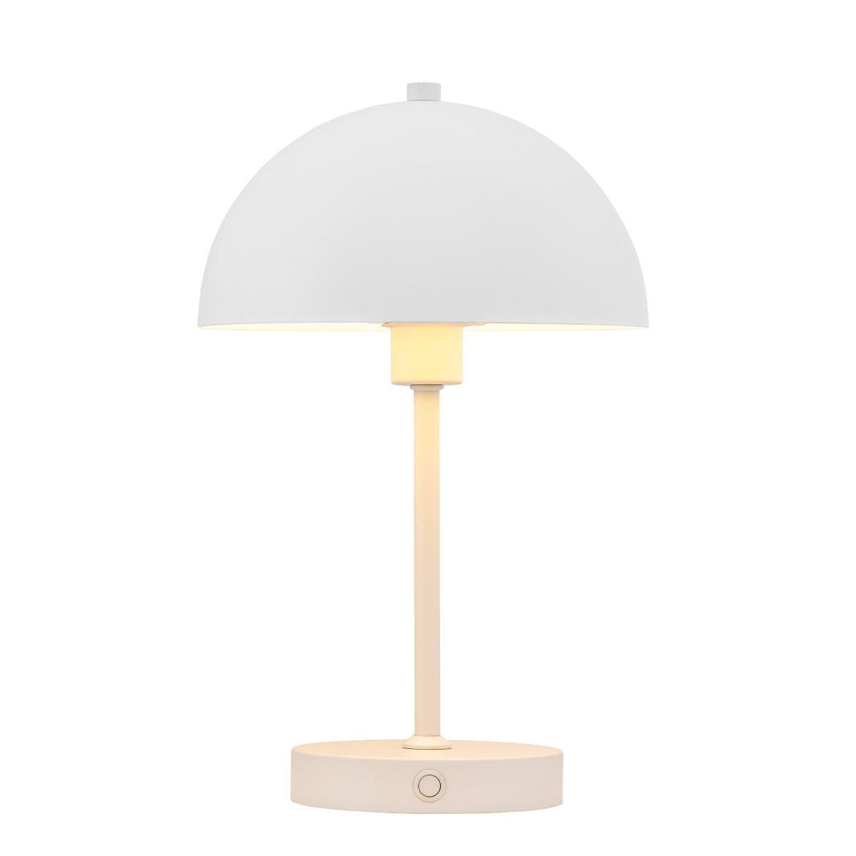 Stockholm 30cm Weiß tragbare Von Dyberg Larsen - Die Stockholm LED-Tischleuchte in Wei&szlig; ist eine wiederaufladbare Lampe mit drei Helligkeitsstufen (100 %, 50 % und 25 %), ideal sowohl f&uuml;r den Innen- als auch den gelegentlichen Au&szlig;enbereich.
