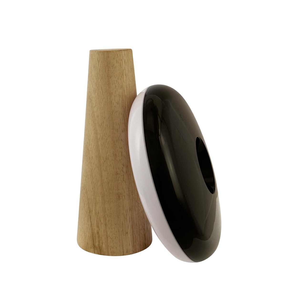 2 Ways 25cm Holz tragbare Von Dyberg Larsen - Mit einem natürlichen Holzsockel, stilvollen Kontrasten in Schwarz und Weiß und drei Helligkeitsstufen, die über den Knopf am Lampenschirm einstellbar sind, können Sie ganz einfach die richtige Atmosphäre schaffen.