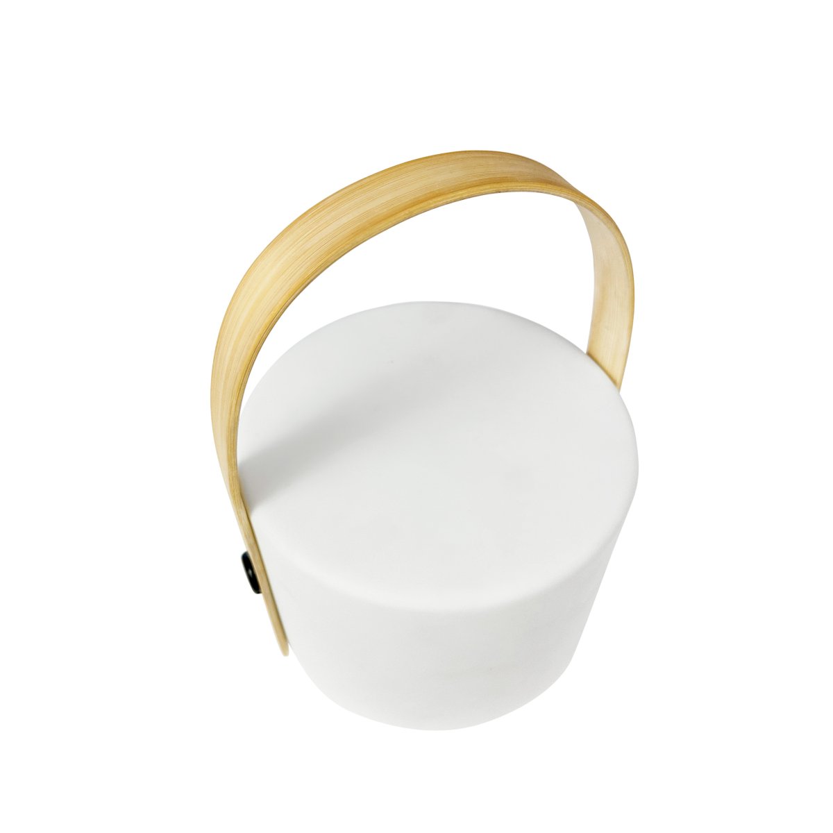 Carry 20cm Weiß tragbare Von Dyberg Larsen - Die Lampe verfügt über eine eingebaute Lichtquelle mit 10 lm und wird über ein eingebautes Solarpanel aufgeladen, das tagsüber die Energie der Sonne einfängt.