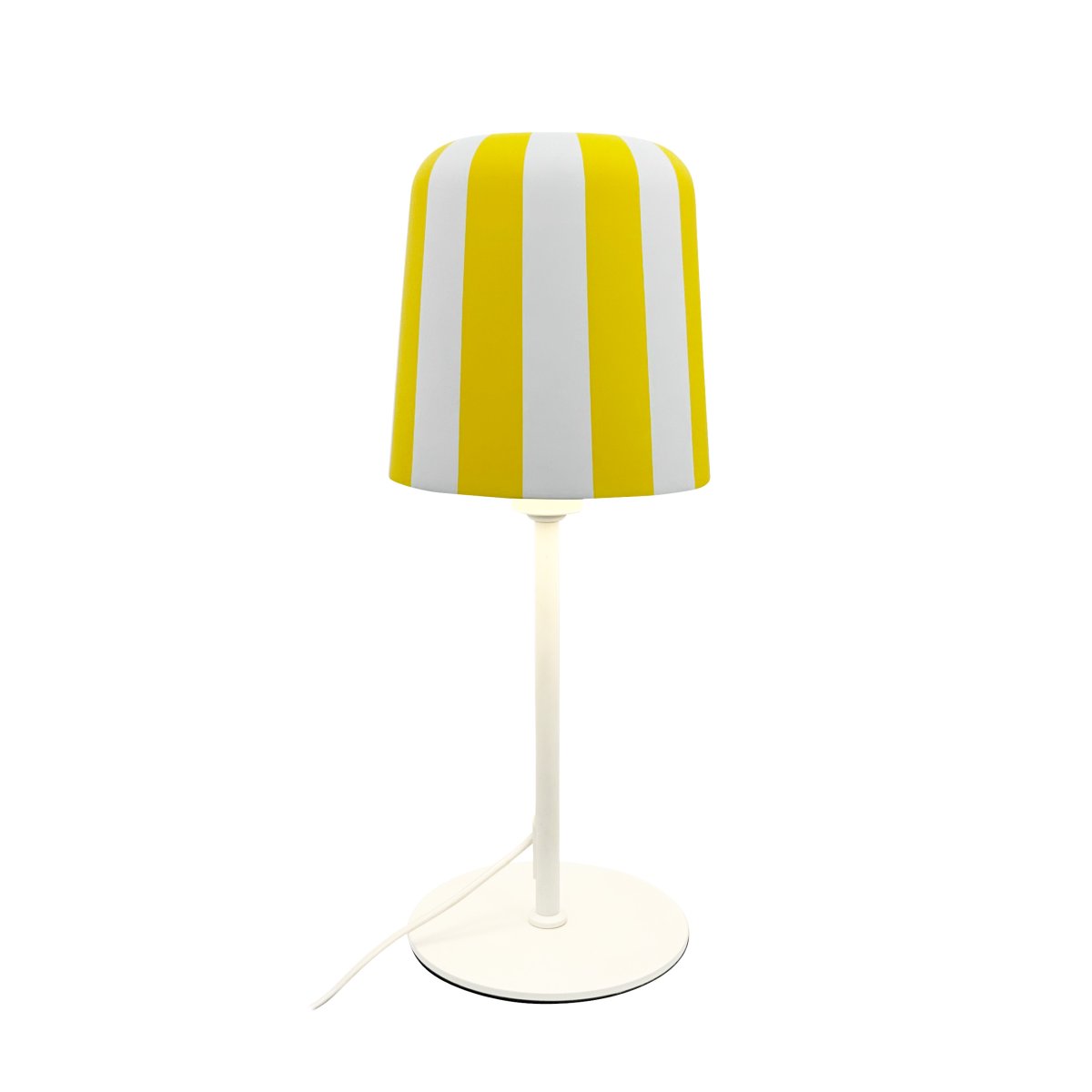 Gry 50cm Gelb tischlampe Von Dyberg Larsen - Genom att ta igenk&auml;nnbara m&ouml;nster och s&auml;tta dem i en ny kontext ville hon skapa en lampa som f&aring;r m&auml;nniskor att le och ger en unik visuell upplevelse.