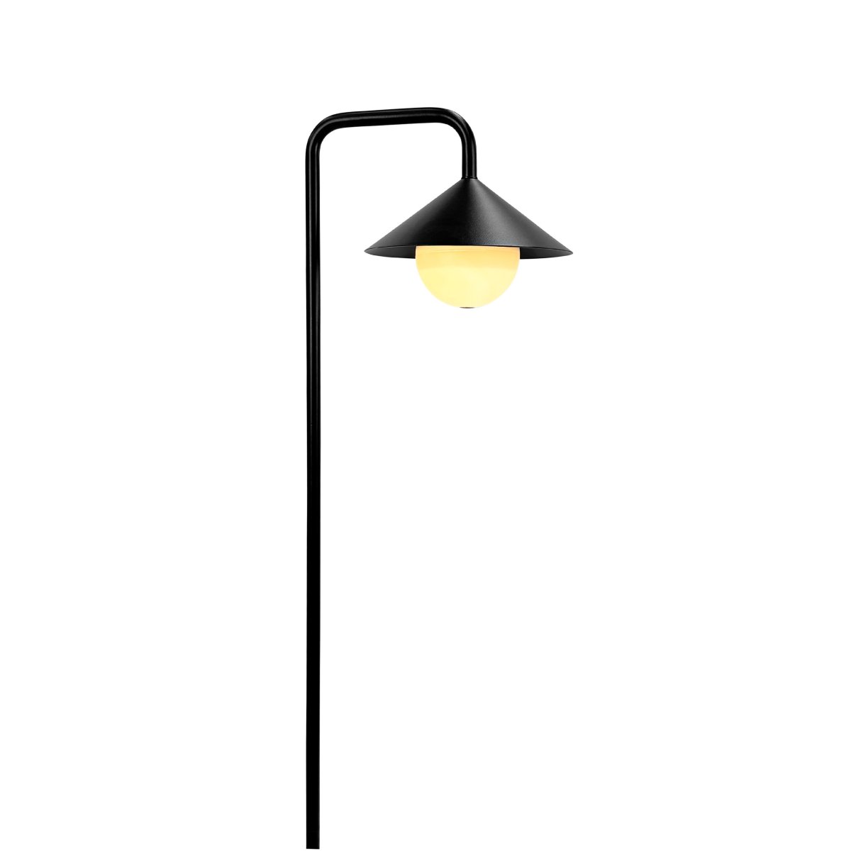 Nova 80cm Schwarz tragbare Von Dyberg Larsen - Die Leuchte besteht aus robustem Metall und Kunststoff und verf&uuml;gt &uuml;ber einen wei&szlig;en, runden Lampenschirm, der ein sanftes und gem&uuml;tliches Licht verbreitet.
