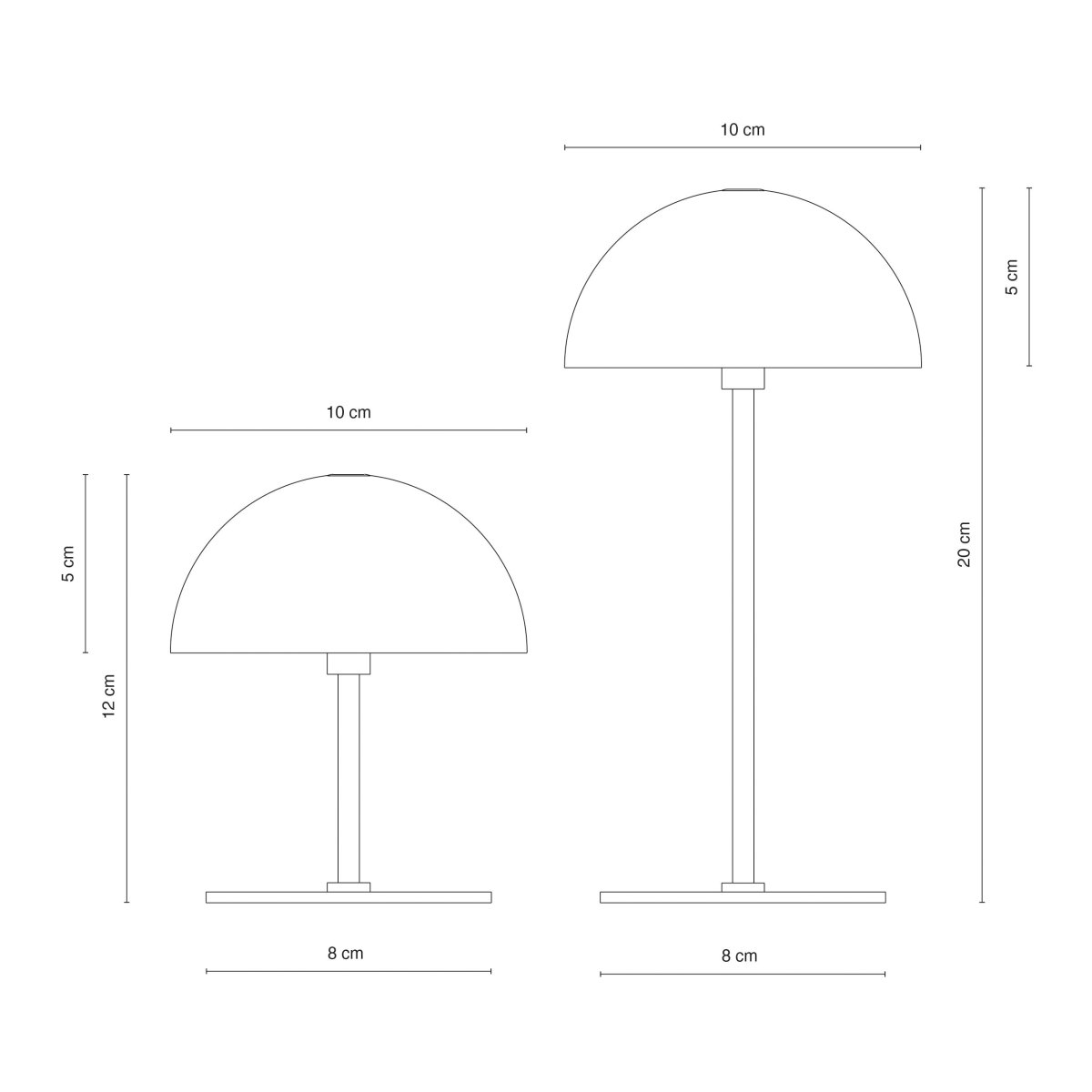 Along set 20cm Orange tragbare Von Dyberg Larsen - Die klaren orangefarbenen Schirme harmonieren perfekt mit den Lampenf&uuml;&szlig;en in Messingoptik und ergeben einen modernen und harmonischen Look.