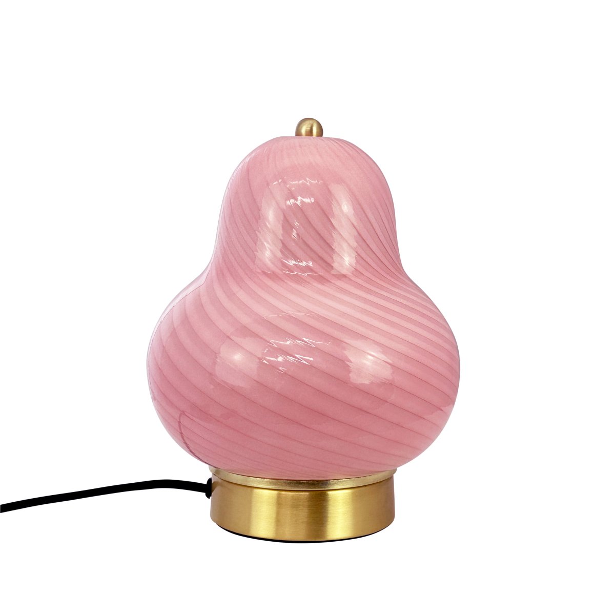Lucy 20cm Rosa tischlampe Von Dyberg Larsen - Diese einzigartige Tischlampe aus rosa Glas mit wunderschönen Wirbelmustern ist eine farbenfrohe und verspielte Ergänzung für Ihr Zuhause.