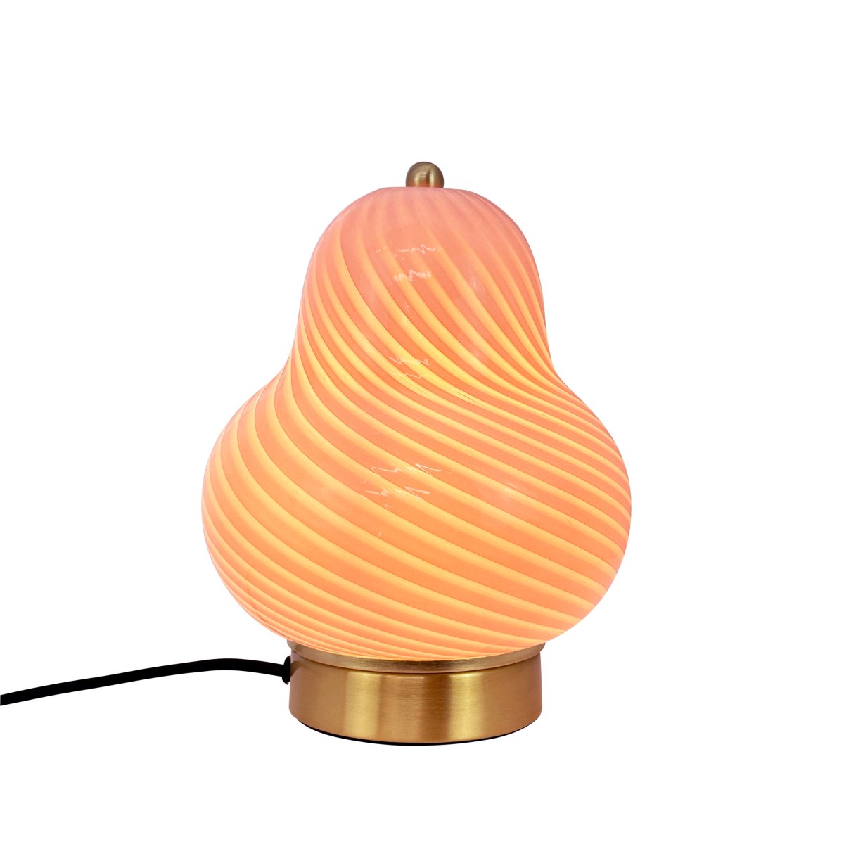 Lucy 20cm Rosa tischlampe Von Dyberg Larsen - Diese einzigartige Tischlampe aus rosa Glas mit wunderschönen Wirbelmustern ist eine farbenfrohe und verspielte Ergänzung für Ihr Zuhause.