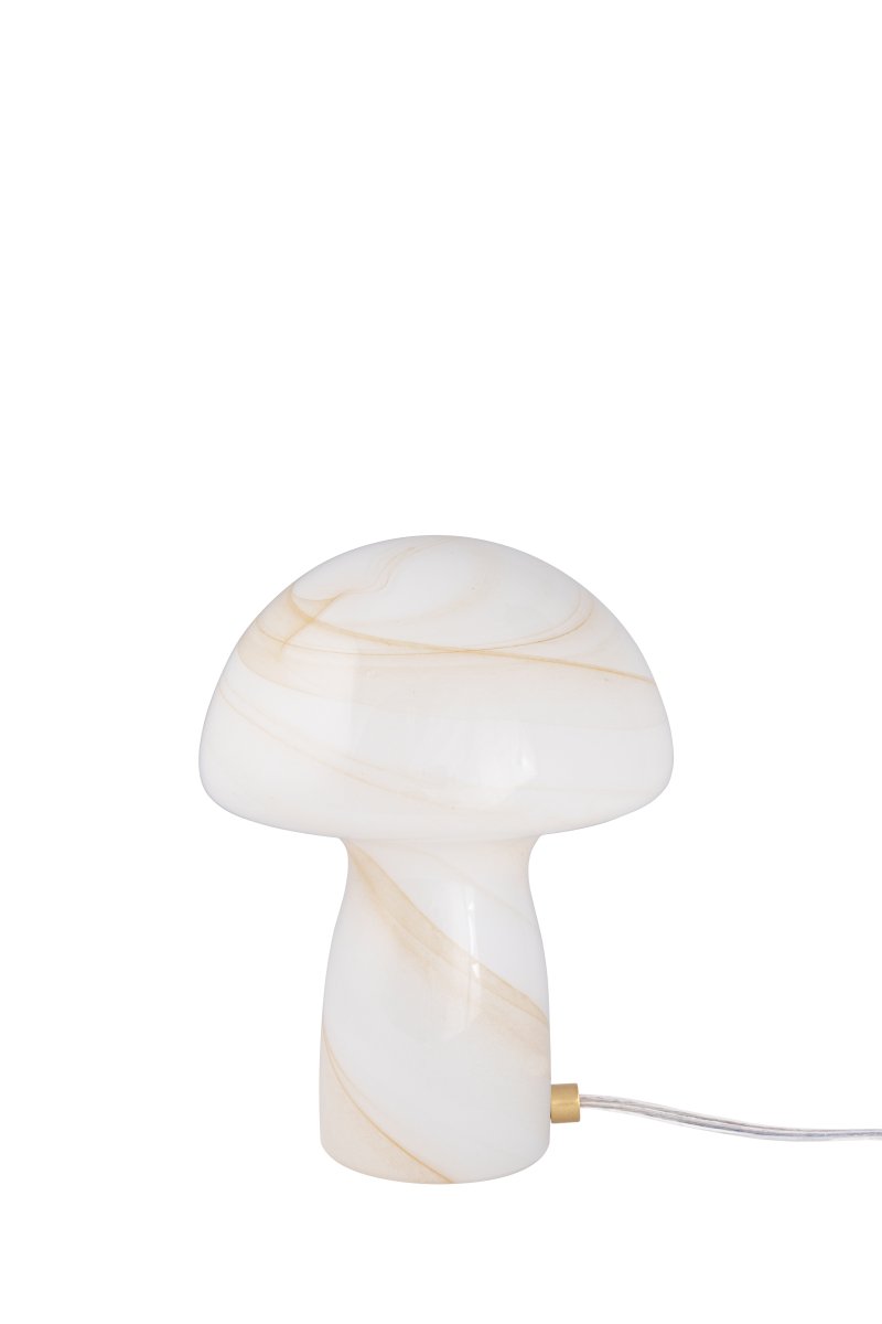 Fungo Swirl 20cm Beige tischlampe Von Globen Lighting - Jede Lampe ist mundgeblasen und ein Unikat, was zu Abweichungen in Farbe, Glasdicke und Muster führt.