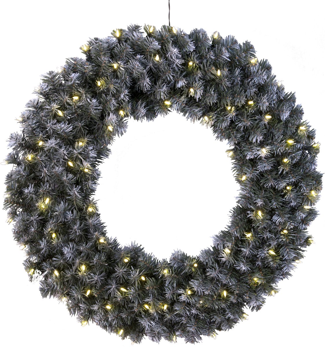 Edmonton Ø90 Grün Von Star Trading - Grüner Kranz mit Schnee und 80 warmweißen LED-Lichtern.