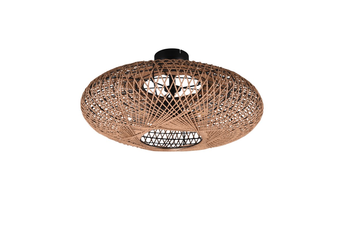 Hedda Ø52 Natur deckenleuchte Von Trio Lighting - Die elegante Kombination aus Sisal und mattschwarzem Metall f&uuml;gt sich perfekt in moderne Einrichtungskonzepte ein und schafft eine einzigartige Atmosph&auml;re.