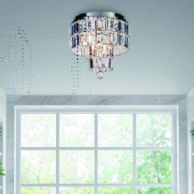 Empire Ø34 Chrom badezimmerlampe Von Searchlight - Das elegante Design und das wunderschöne, schillernde Lichtspiel der Lampe schaffen eine luxuriöse Atmosphäre, die Ihren Raum sofort verwandelt.