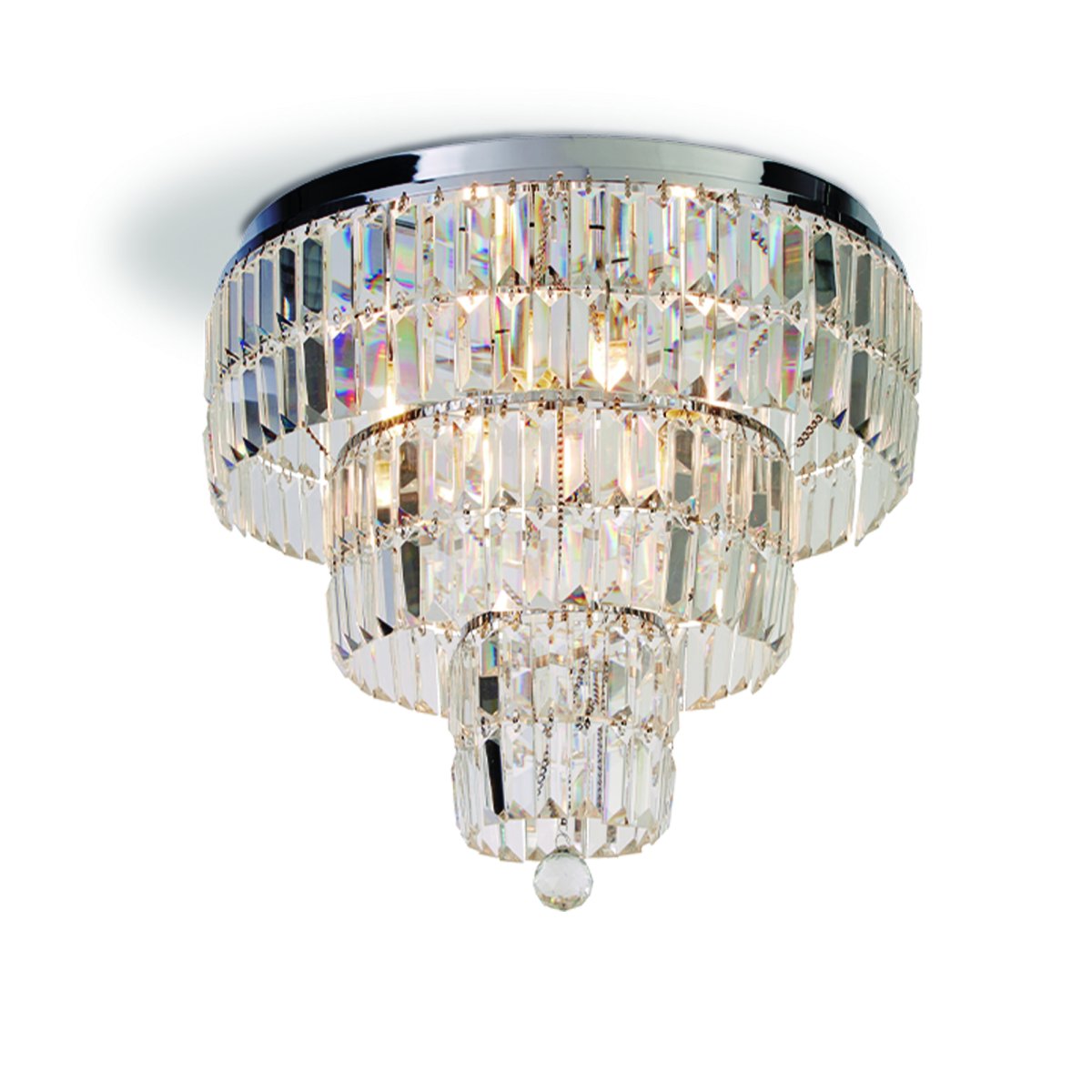 Empire Ø50 Chrom badezimmerlampe Von Searchlight - Das elegante Design und das wunderschöne, schillernde Lichtspiel der Lampe schaffen eine luxuriöse Atmosphäre, die Ihren Raum sofort verwandelt.