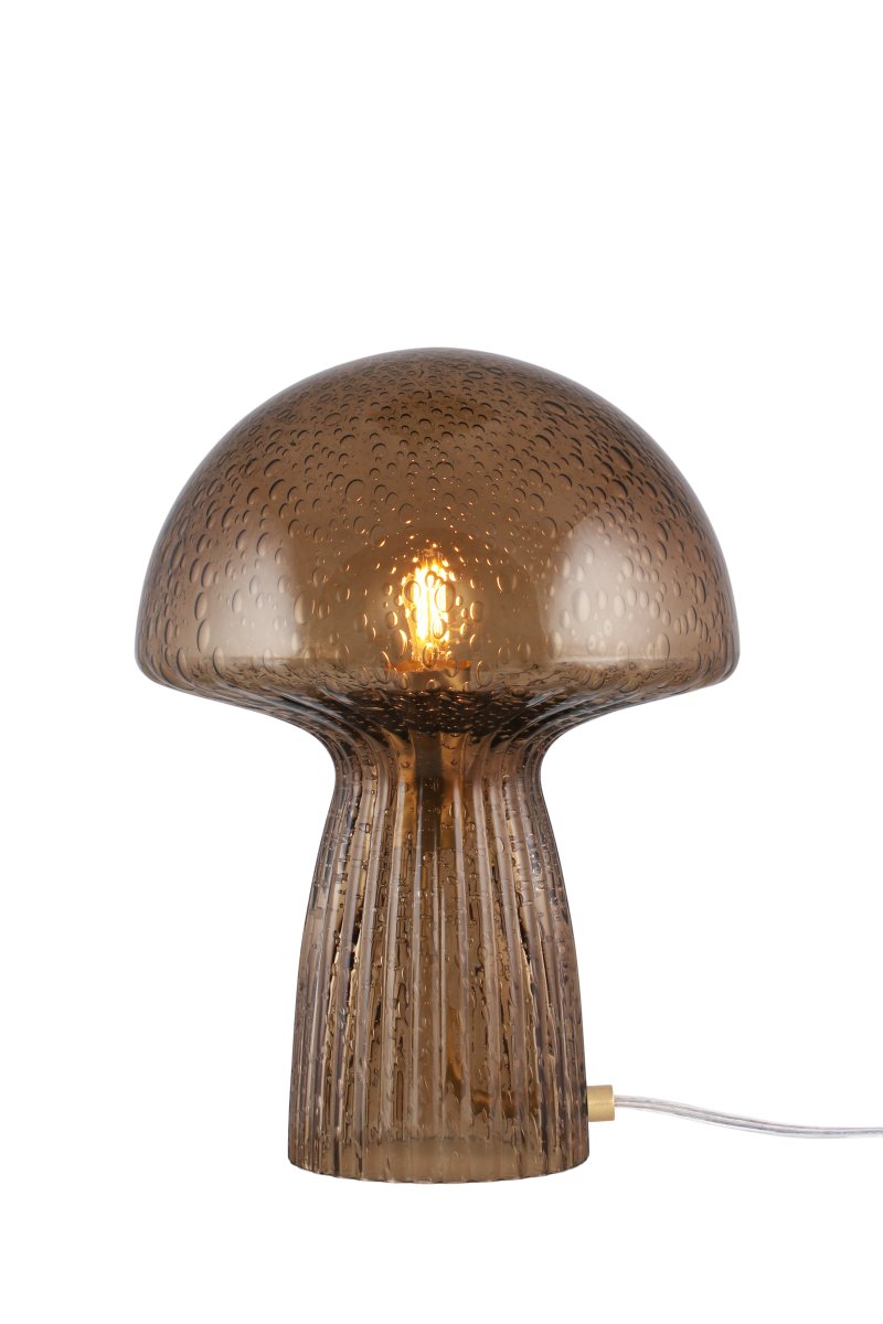 Fungo 30cm Braun tischlampe Von Globen Lighting - Jede Lampe ist mundgeblasen und ein Unikat, was zu Abweichungen in Farbe, Glasdicke und Blasenanzahl f&uuml;hrt.