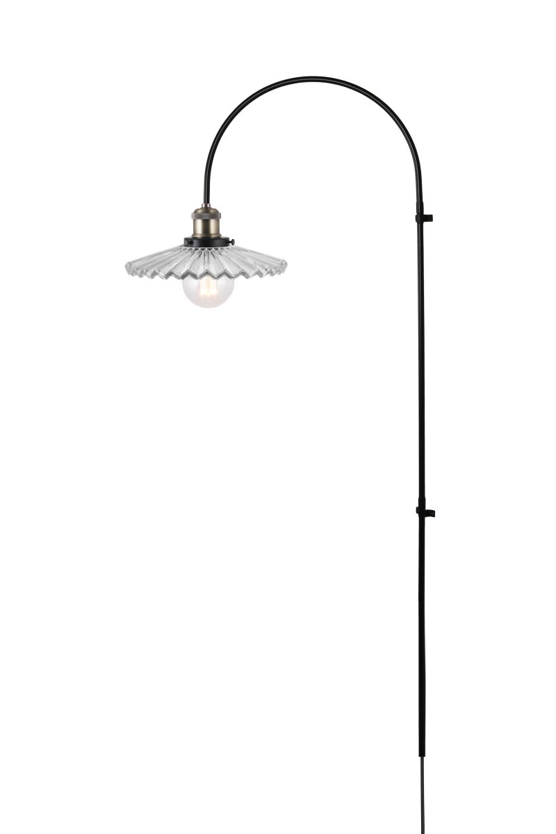 Cobbler 60cm Transparent/Schwarz wandlampe Von Globen Lighting - Der Schirmdurchmesser beträgt 25 cm und die Gesamttiefe der Lampe von der Wand beträgt 59 cm.