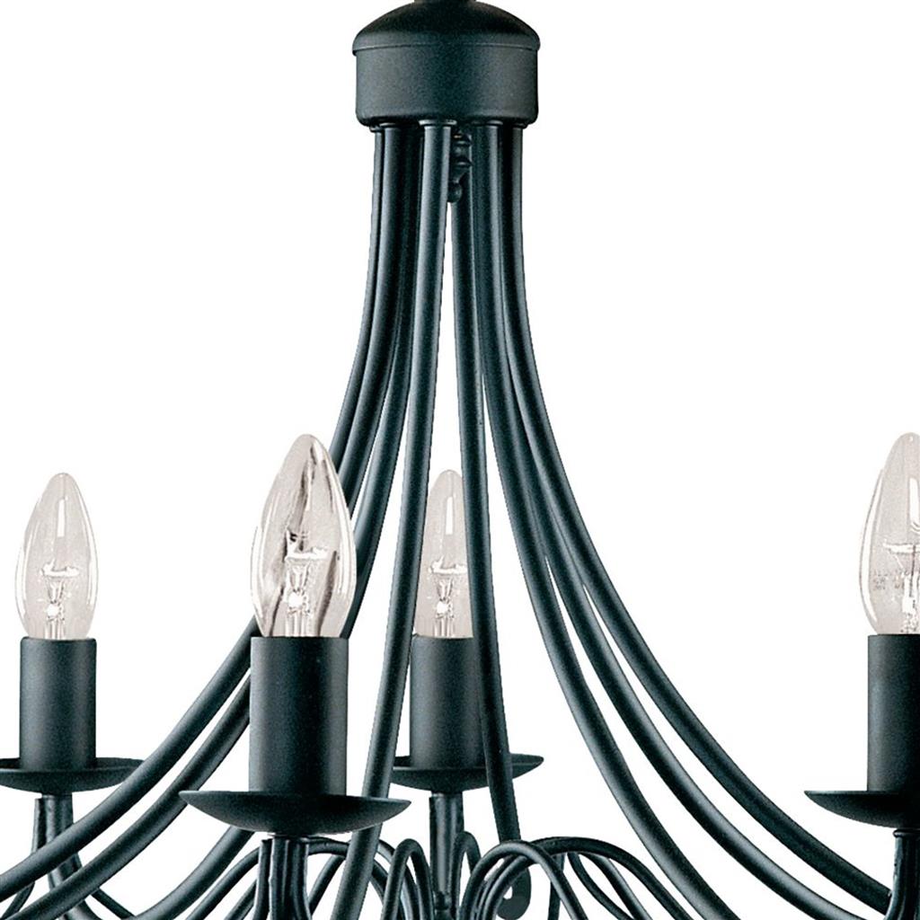 Maypole Ø60 Schwarz hängelampe Von Searchlight - Die acht Fassungen eignen sich perfekt für dekorative Leuchtmittel im Kandelaber-Stil und verleihen so einen klassischen Ausdruck mit modernem Touch.