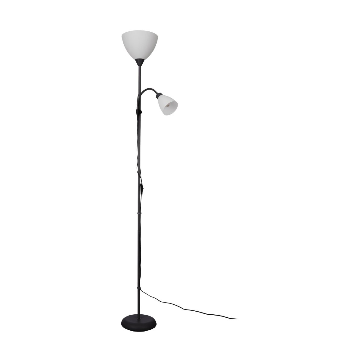 Montanini Schwarz stehlampe Von Eglo - Die nach oben gerichtete Leuchte ist mit einer E27-Fassung und der arretierbare Arm mit einer E14-Fassung ausgestattet, wodurch sich das Licht optimal an die gew&uuml;nschte Funktion und Stimmung anpassen l&auml;sst.