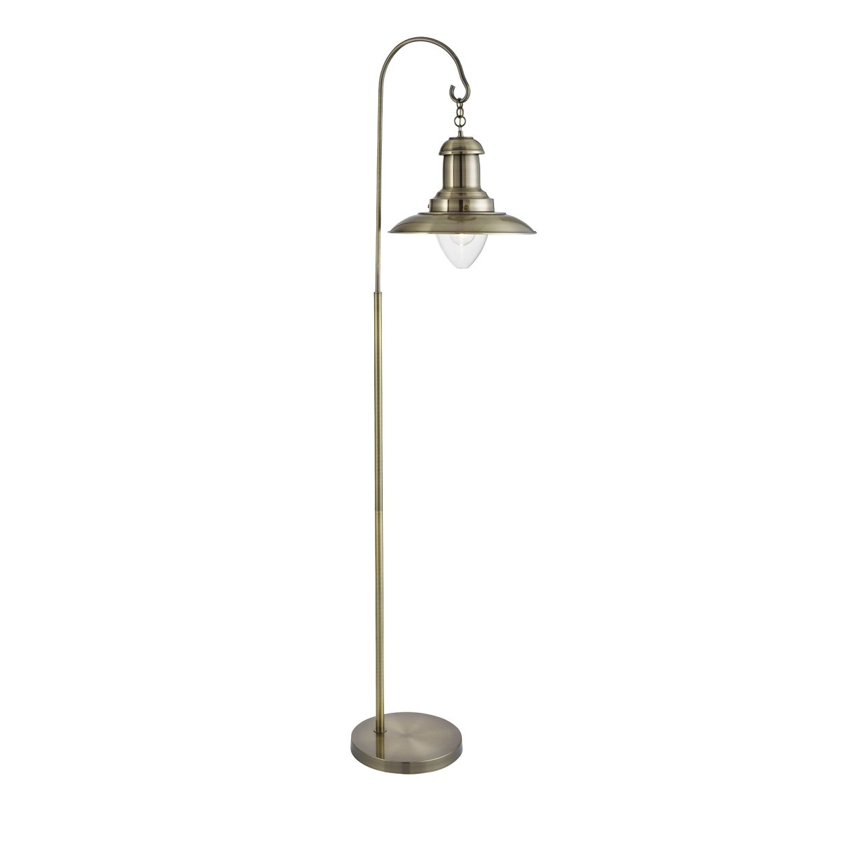Fisherman Antikes Messing stehlampe Von Searchlight - Mit seinem antiken Messing-Finish und dem Lampenschirm im Laternen-Stil wird es ein charaktervolles Element in Ihrem Zuhause sein.