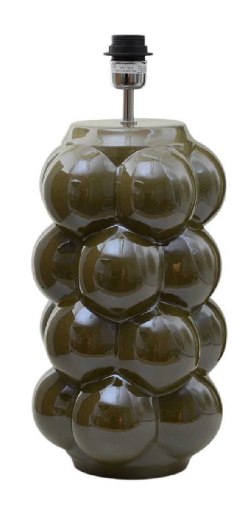 Zoombild von Bubbles 47cm Olivgrön lampenfuß Von Hallbergs - Bubbles &auml;r en dekorativ lampfot i keramik med en lekfull och uttrycksfull form.