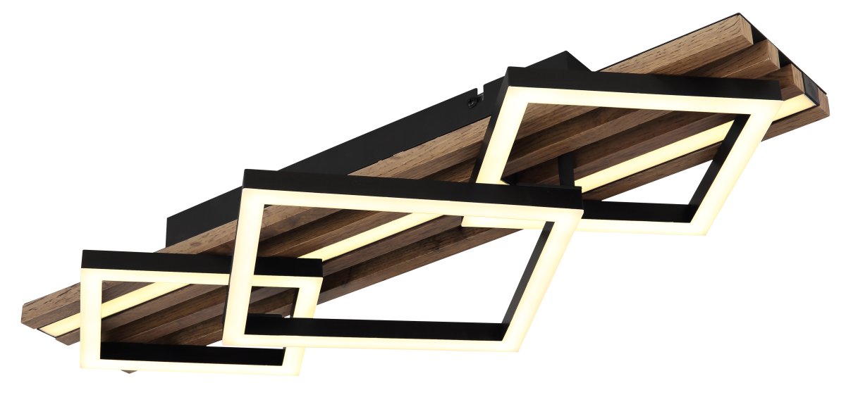 Obrien 60cm Holz deckenleuchte Von Globo Lighting - Takf&auml;stet som efterliknar akustikpanel i kombination med de mattsvarta detaljerna i metall bidrar med industriell k&auml;nsla till rummet.