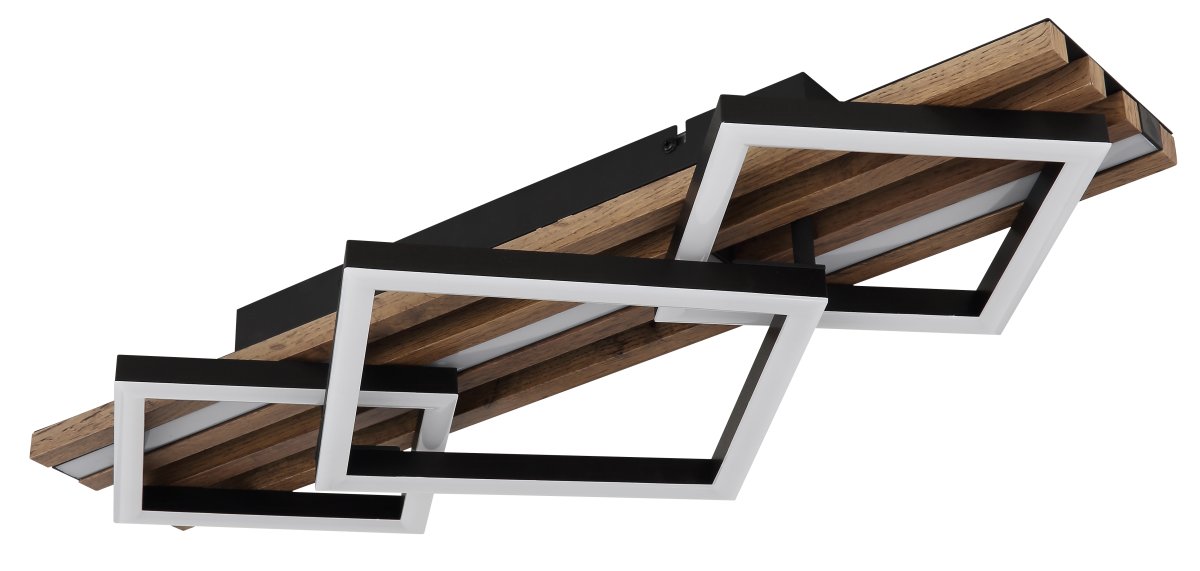 Obrien 60cm Holz deckenleuchte Von Globo Lighting - Takf&auml;stet som efterliknar akustikpanel i kombination med de mattsvarta detaljerna i metall bidrar med industriell k&auml;nsla till rummet.