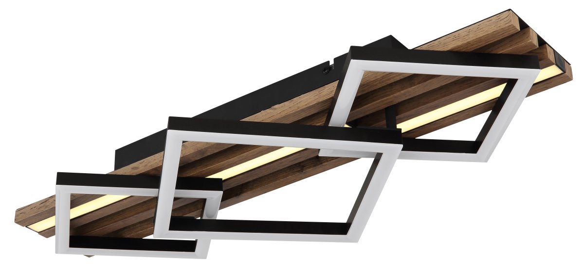 Obrien 60cm Holz deckenleuchte Von Globo Lighting - Takf&auml;stet som efterliknar akustikpanel i kombination med de mattsvarta detaljerna i metall bidrar med industriell k&auml;nsla till rummet.