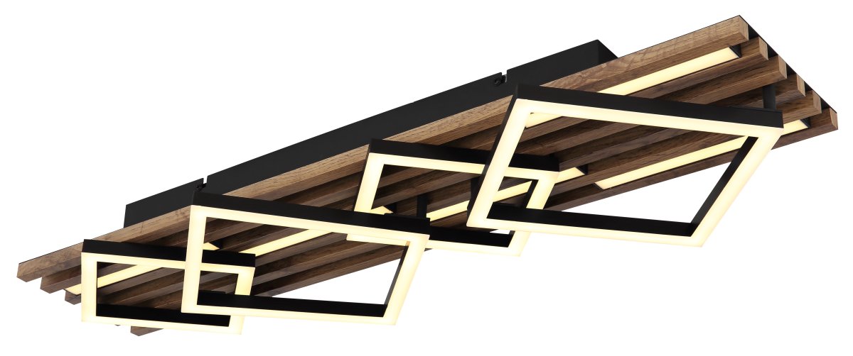 Obrien 82cm Holz deckenleuchte Von Globo Lighting - Takf&auml;stet som efterliknar akustikpanel i kombination med de mattsvarta detaljerna i metall bidrar med industriell k&auml;nsla till rummet.