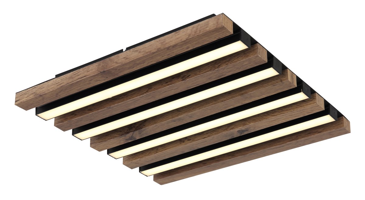 Hayden 45cm Holz deckenleuchte Von Globo Lighting - Den kvadratiska plafonden Hayden &ouml;vertalar med sin moderna akustikpanel-look och bidrar med en h&auml;rlig ljusspridning i rummet.