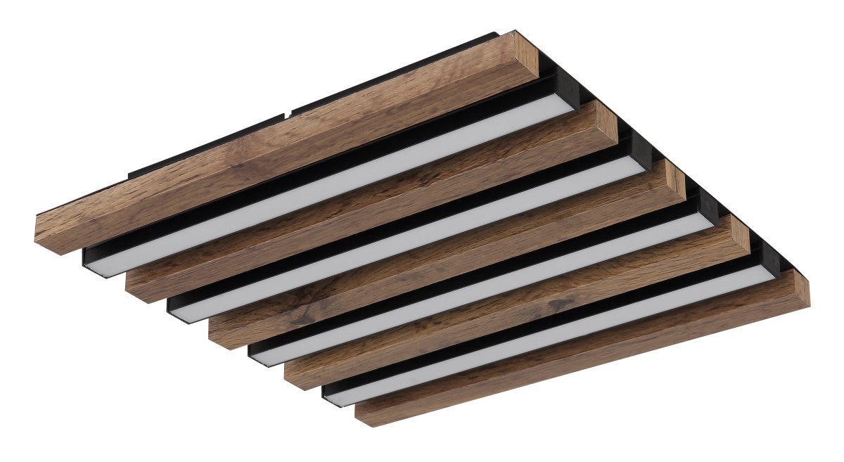 Hayden 30cm Holz deckenleuchte Von Globo Lighting - Den kvadratiska plafonden Hayden &ouml;vertalar med sin moderna akustikpanel-look och bidrar med en h&auml;rlig ljusspridning i rummet.