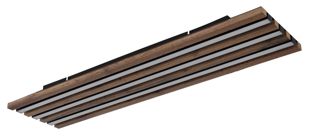 Hayden 80cm Holz deckenleuchte Von Globo Lighting - Den rektangul&auml;ra plafonden Hayden &ouml;vertalar med sin moderna akustikpanel-look och bidrar med en h&auml;rlig ljusspridning i rummet.