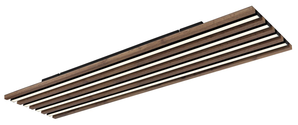 Hayden 120cm Holz deckenleuchte Von Globo Lighting - Den rektangul&auml;ra plafonden Hayden &ouml;vertalar med sin moderna akustikpanel-look och bidrar med en h&auml;rlig ljusspridning i rummet.