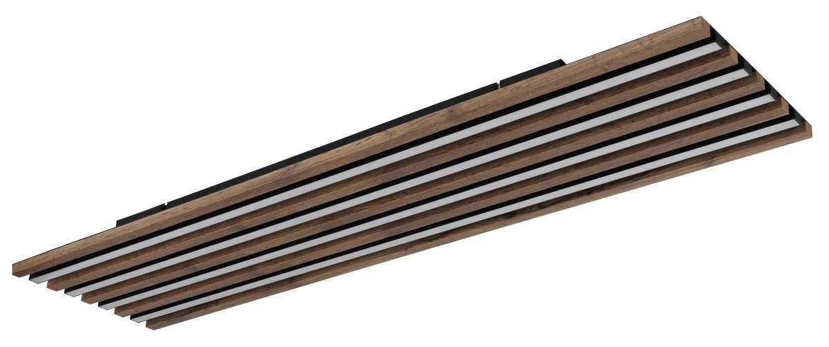 Hayden 120cm Holz deckenleuchte Von Globo Lighting - Den rektangul&auml;ra plafonden Hayden &ouml;vertalar med sin moderna akustikpanel-look och bidrar med en h&auml;rlig ljusspridning i rummet.