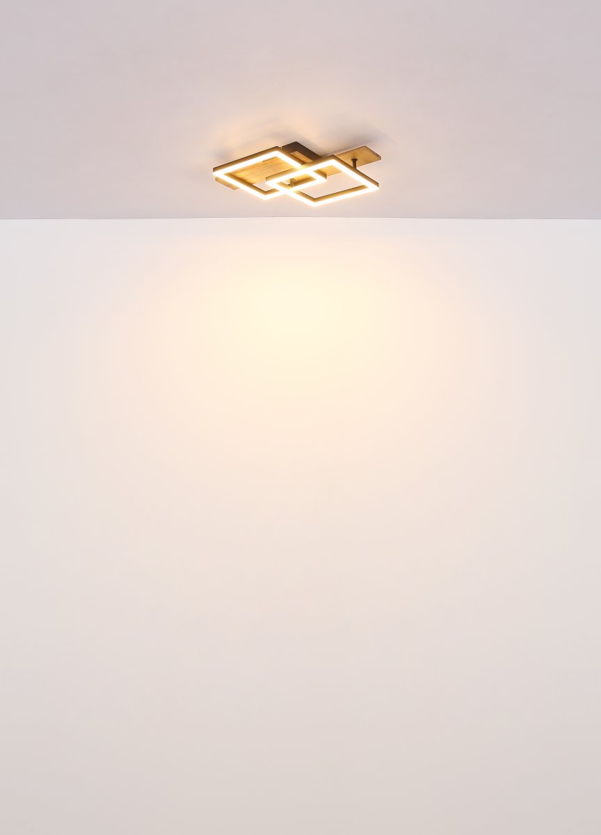 Jeffry 44cm Holz deckenleuchte Von Globo Lighting - Takf&auml;stet som efterliknar tr&auml; i kombination med de mattsvarta detaljerna i metall bidrar med industriell k&auml;nsla till rummet.