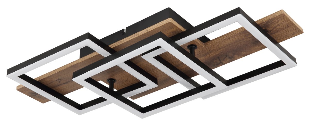 Jeffry 58cm Holz deckenleuchte Von Globo Lighting - Takf&auml;stet som efterliknar tr&auml; i kombination med de mattsvarta detaljerna i metall bidrar med industriell k&auml;nsla till rummet.