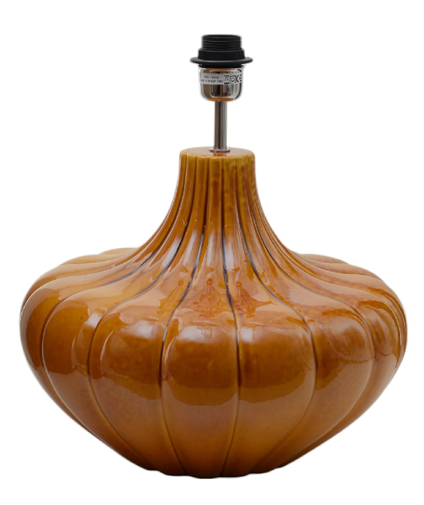 Harmony 40cm Mörkgul lampenfuß Von Hallbergs - Harmony lampfot &auml;r en dekorativ lampfot i keramik med en mjuk, rundad form och vackert r&auml;fflad struktur.