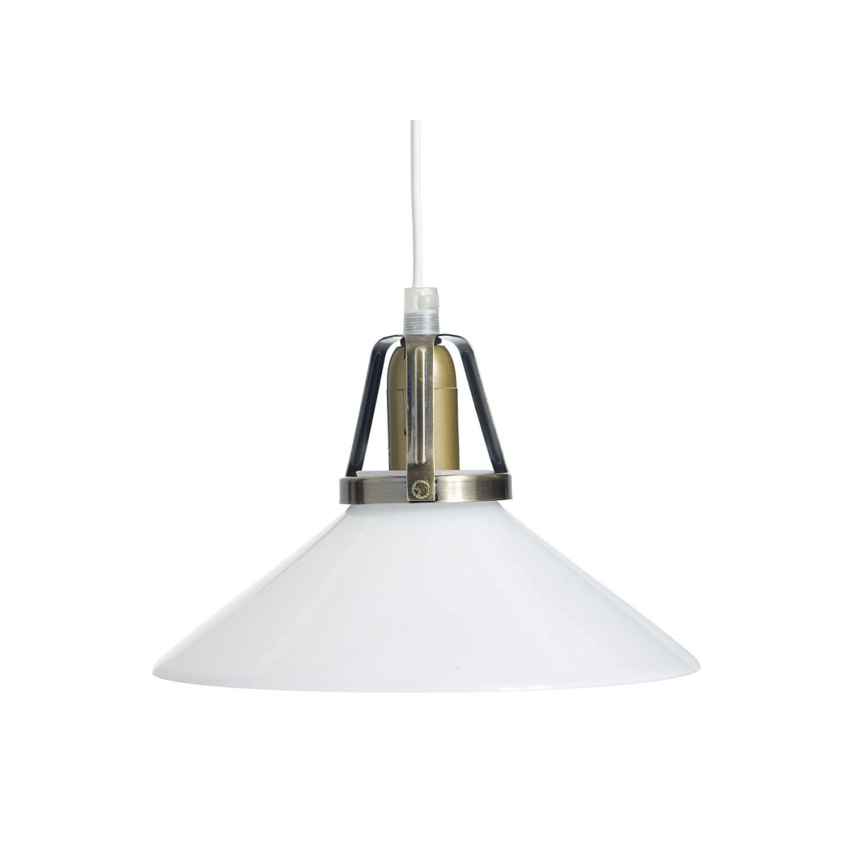 Schusterlampe Ø20 Weiß hängelampe Von Oriva - Diese klassische Schusterlampe ist eine zeitlose Pendelleuchte, die Glas und Metall in einem eleganten Design kombiniert.