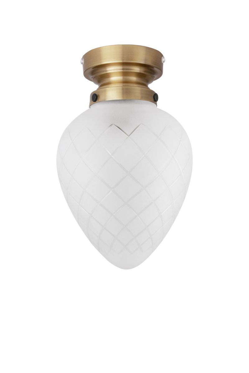 Juni Ø20 Altmessing/Weiß badezimmerlampe Von Globen Lighting - Juni mit ihrem wunderschönen geschliffenen Glas und dem Metallschirm versetzt Sie zurück in die Zeit des frühen 20.