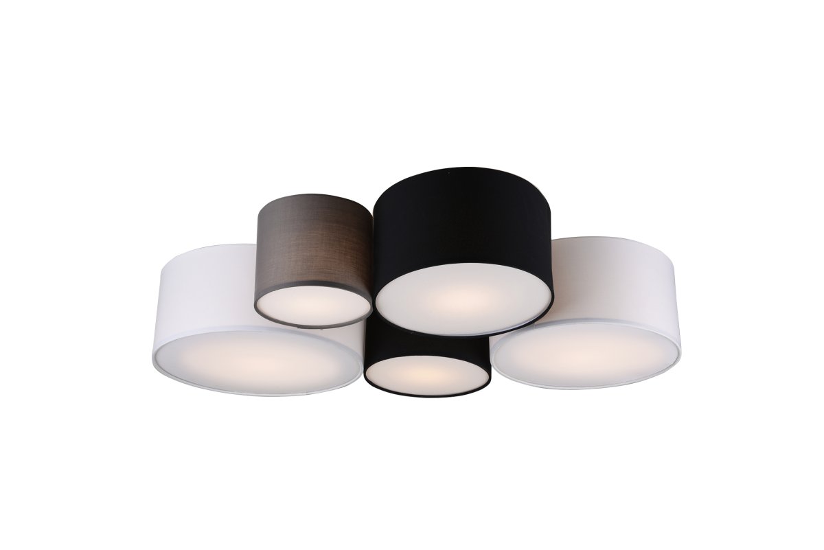 Hotel 90cm Mehrfarbig deckenleuchte Von Trio Lighting - Die Deckenleuchte HOTEL kommt mit ihren f&uuml;nf Lichtquellen besonders gut in Wohn- und Schlafzimmern zur Geltung, wo sie harmonische Lichtakzente setzt und f&uuml;r eine behagliche Atmosph&auml;re sorgt.