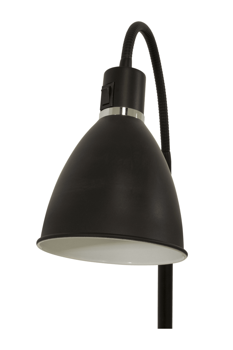 Idre 1 Schwarz stehlampe Von Aneta Lighting - Idre ist eine stilvolle Stehleuchte aus mattschwarzem Metall mit einem eleganten Zierring aus Chrom.
