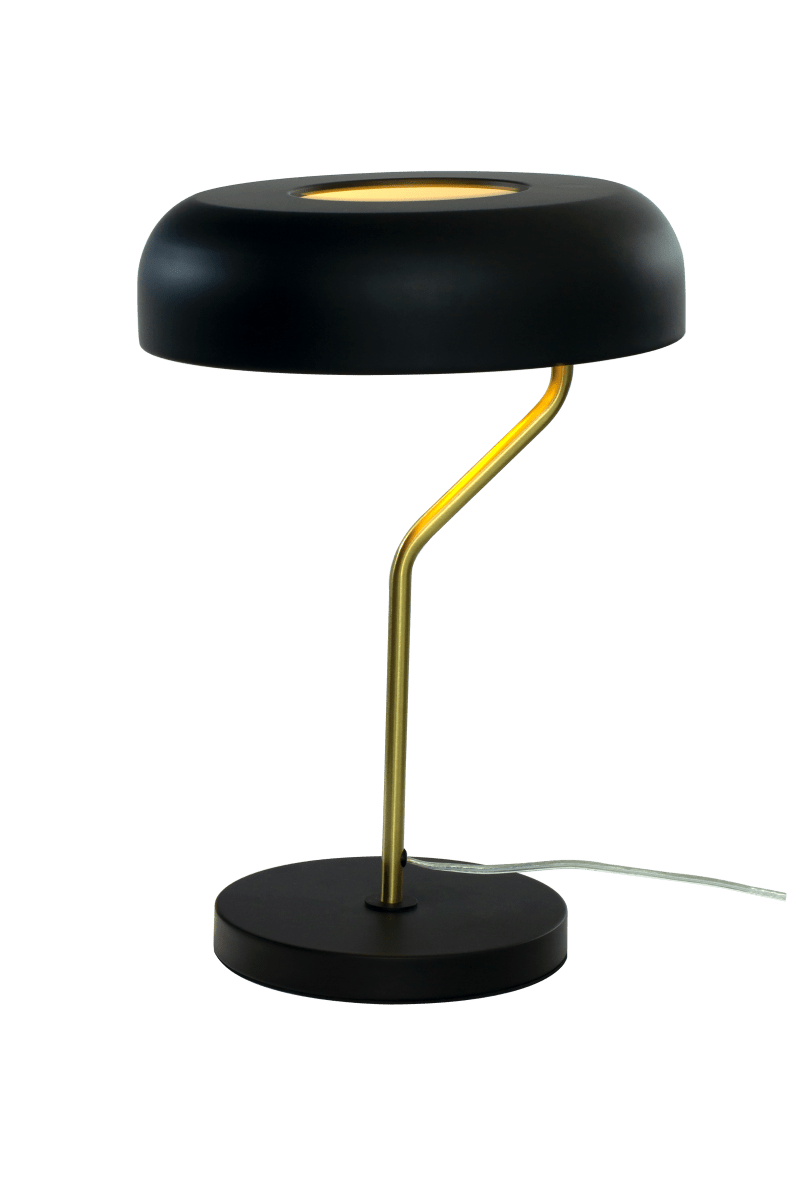 Bremen 44cm Schwarz/Messing tischlampe Von Aneta Lighting - Die moderne Tischleuchte Bremen aus schwarzem Metall mit Details aus mattiertem Messing besticht durch ihren originellen und innovativen Ausdruck.