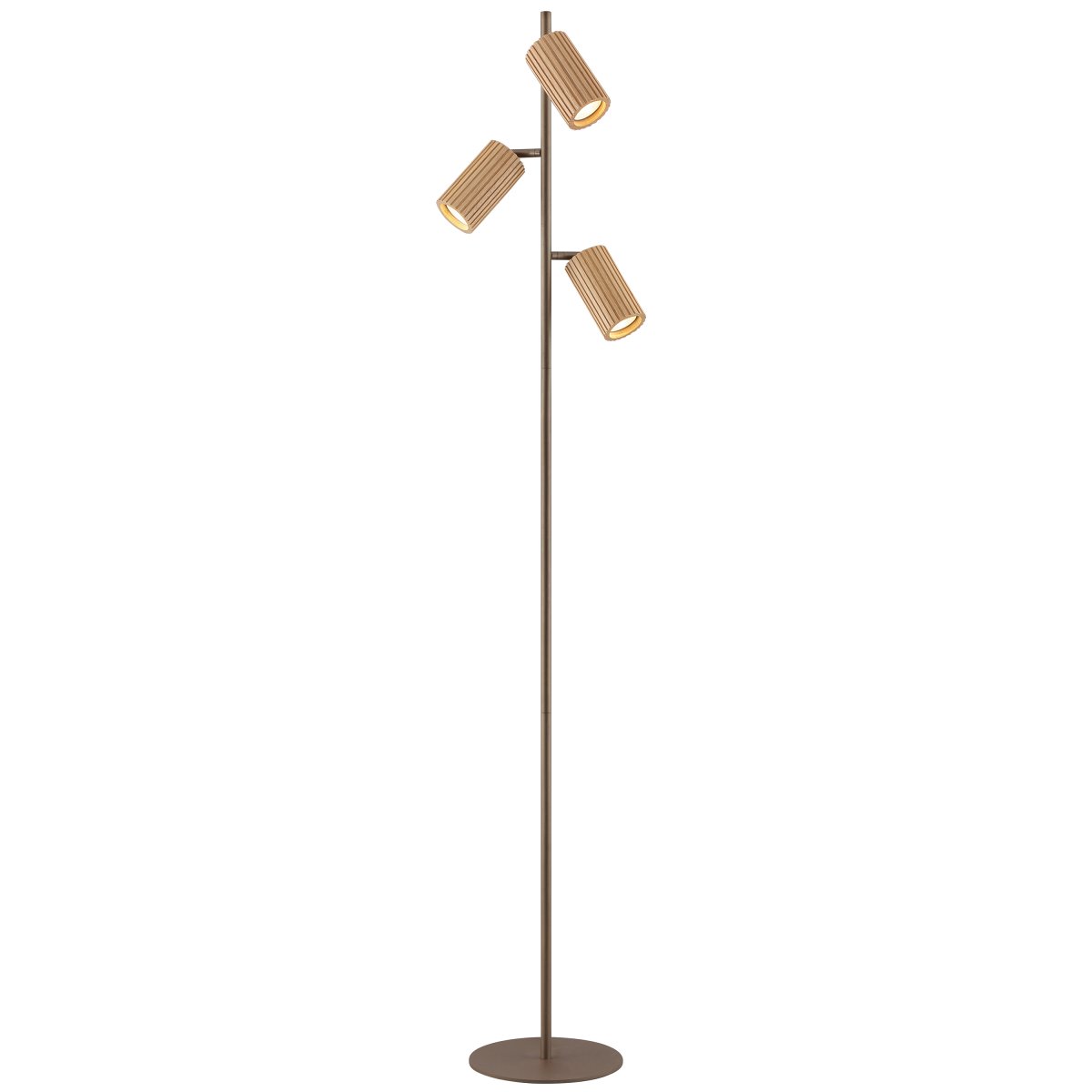 Lakewood Braun stehlampe Von Brilliant - Die Stehleuchte Lakewood vereint braunes Metall mit hellem, geriffeltem Holz und besticht durch ihre warme und stilvolle Optik.