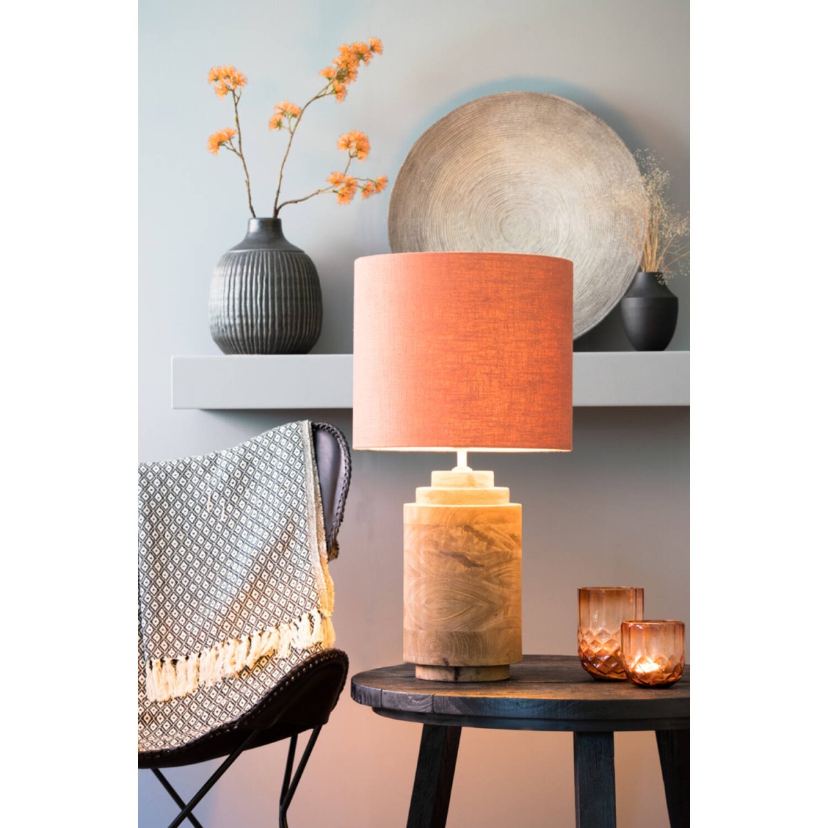 Racco 43cm Holz lampenfuß Von Light & Living - Dieser Lampenfuß aus schönem dunklem Holz mit natürlichem Finish verleiht Ihrem Zuhause eine warme und erdige Atmosphäre.