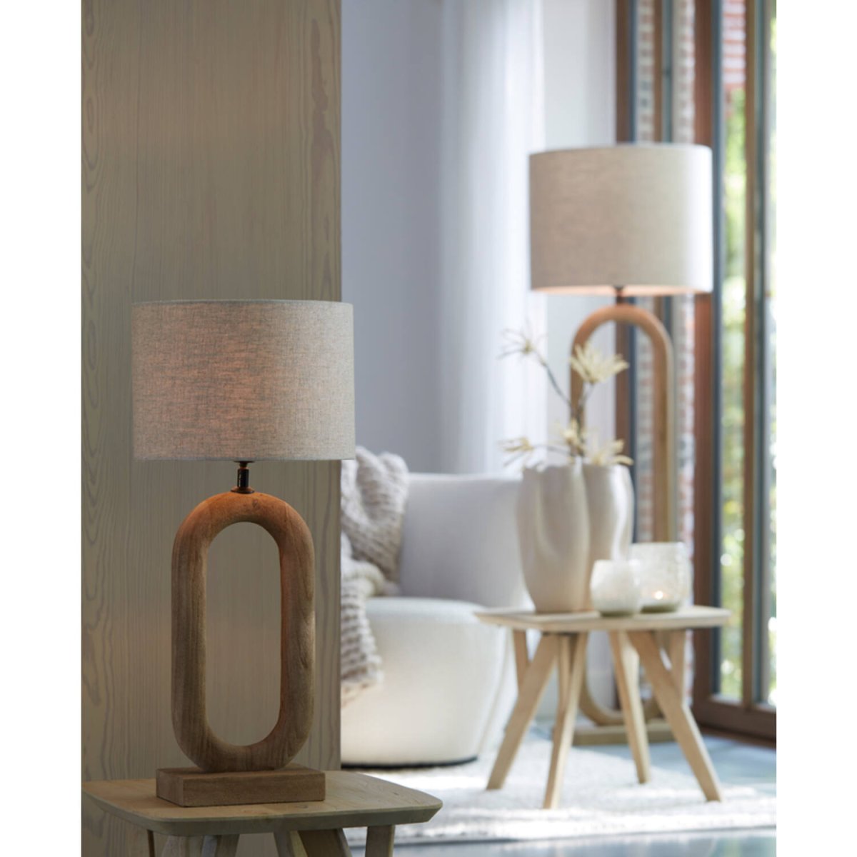 Paceco 44cm Holz lampenfuß Von Light & Living - 