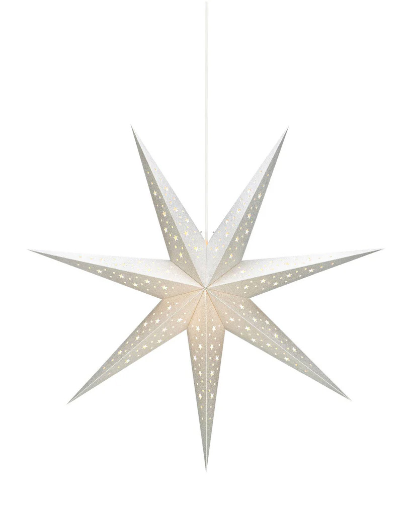 Solvalla Ø75 Silber Von Markslöjd - Der Solvalla-Stern in Silber ist mit seiner beeindruckenden Größe von 75 cm die perfekte Weihnachtsdekoration, um eine funkelnde und festliche Atmosphäre zu schaffen.