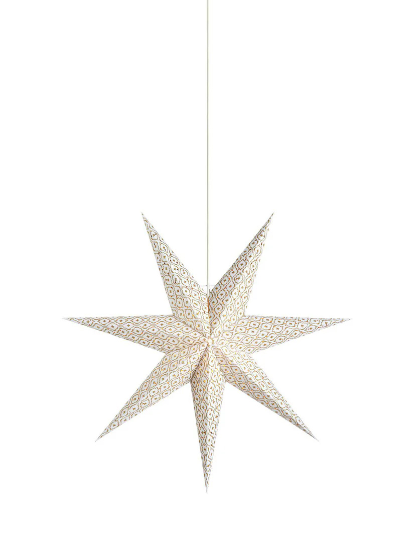 Baroque Ø45 Weiß Von Markslöjd - Barockstern Weiß 45 cm ist ein luxuriöser Weihnachtsstern mit einem wunderschönen Muster in Weiß und Gold.