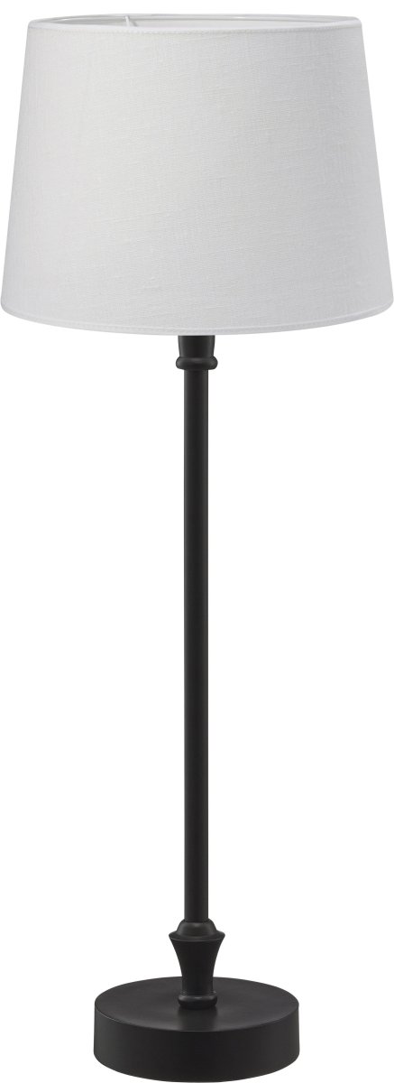 Liam 60cm Schwarz und Weiß tischlampe Von PR Home - Der Schirm ist 20 cm breit und 15,5 cm hoch und verf&uuml;gt &uuml;ber eine E27-Ringfassung.