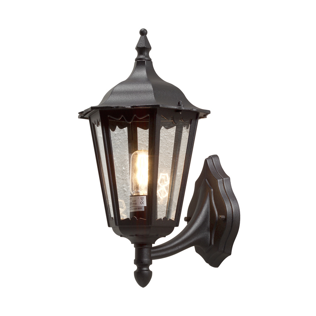 Firenze Schwarz außenlampe Von Konstsmide - Das elegante Design und das warme Licht der Lampe schaffen eine einladende Atmosphäre, die sich perfekt für Eingänge und Terrassen eignet.
